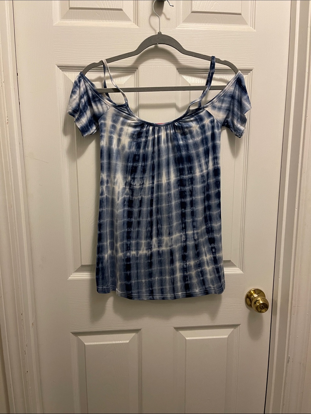 ambition Blue Tie-Dye Cold Shoulder Camisole Top